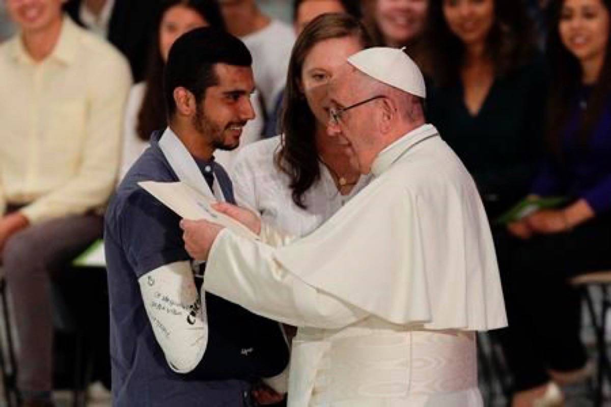 Pope Francis greets faithful at the end of his meeting with youths attending the Synod, at the Vatican, Saturday, Oct. 6, 2018. (Gregorio Borgia/AP)