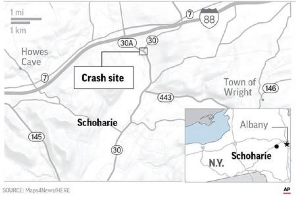 State police say 20 people died in a crash in upstate New York that local officials say involved a limousine near a crowded tourist spot.
