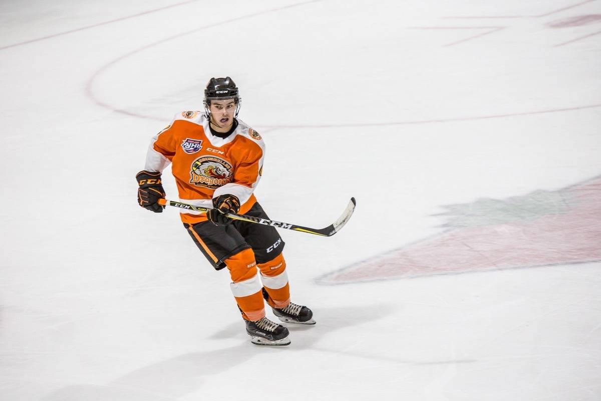 Adam Heindel, who grew up in Lacombe Minor Hockey, is now playing junior A with the Drumheller Dragons.Todd Colin Vaughan/Red Deer Express