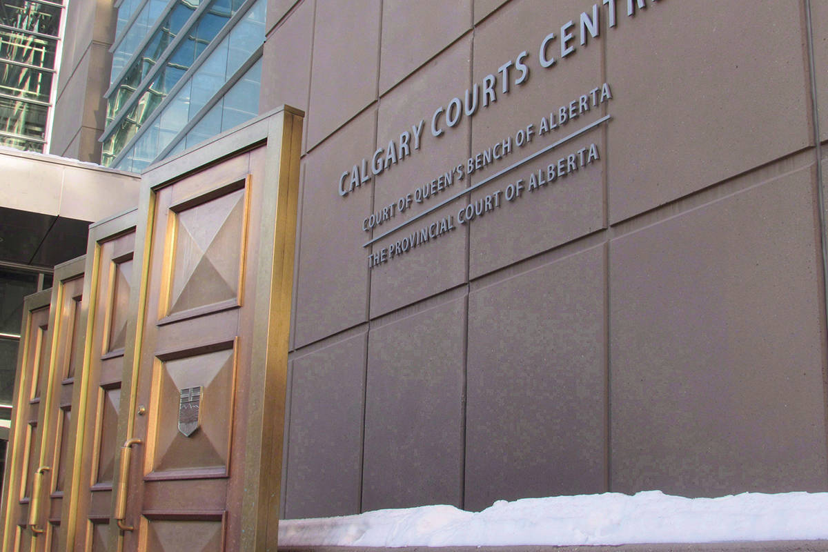 The sign at the Calgary Courts Centre in Calgary. (Photo by THE CANADIAN PRESS)