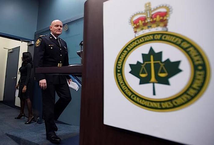 Chief Constable Adam Palmer, President of the Canadian Association of Chiefs of Police arrives for a news conference in Vancouver, Monday, Oct. 15, 2018. Palmer assured that police forces across the country are ready for the legalization of cannabis which will happen nation wide Wednesday, Oct. 17, 2018. THE CANADIAN PRESS/Jonathan Hayward