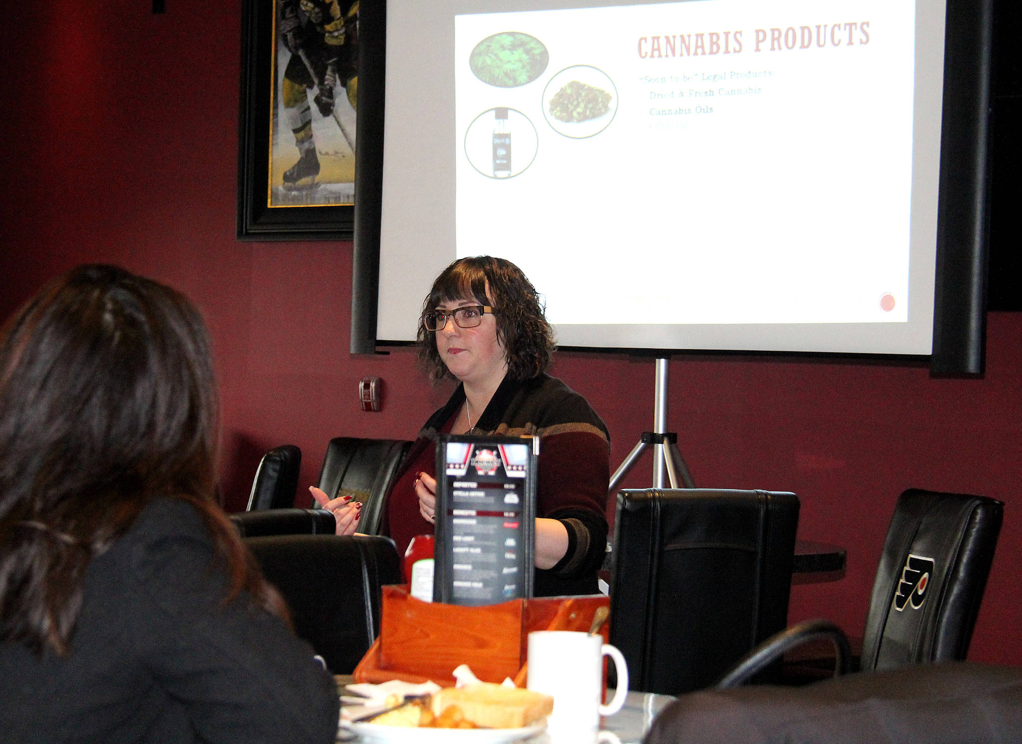 Chelsey Tannahil from Chandler Counsulting gives a presentation to business owners about the legalization of marijuana and what it means for the workplace, Oct. 10. Photo by Megan Roth/Sylvan Lake News