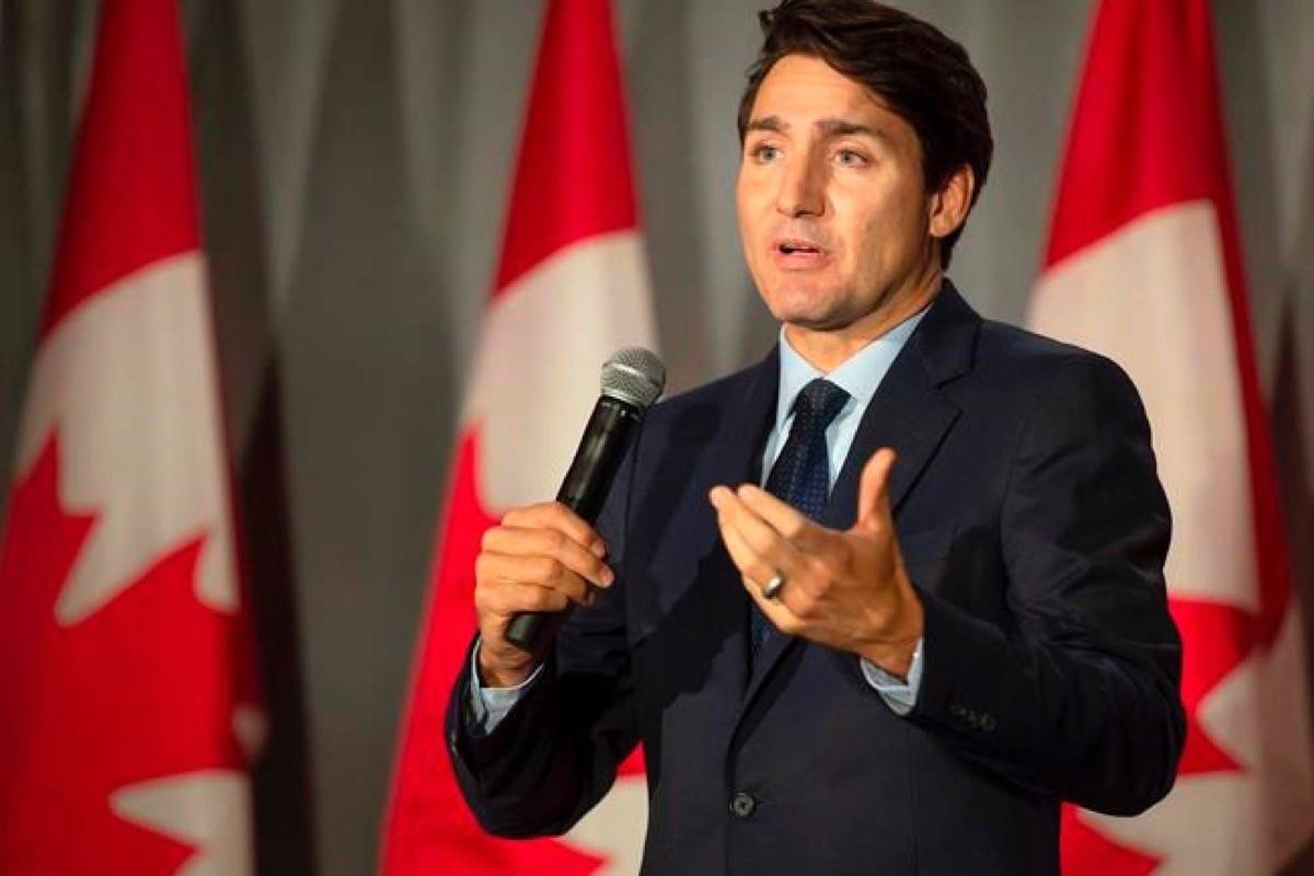 Canadian Prime Minister Justin Trudeau speaks to supporters at an open Liberal fundraising event in Montreal on Tuesday, October 23, 2018. (Peter McCabe/The Canadian Press)