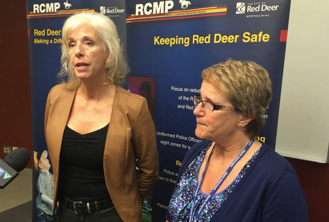 Dianna Bennett of the John Howard Society and Marilyn Shand of Child and Family Services were recognized by the Red Deer RCMP for their work and leadership efforts with local youth.                                Mark Weber/Red Deer Express