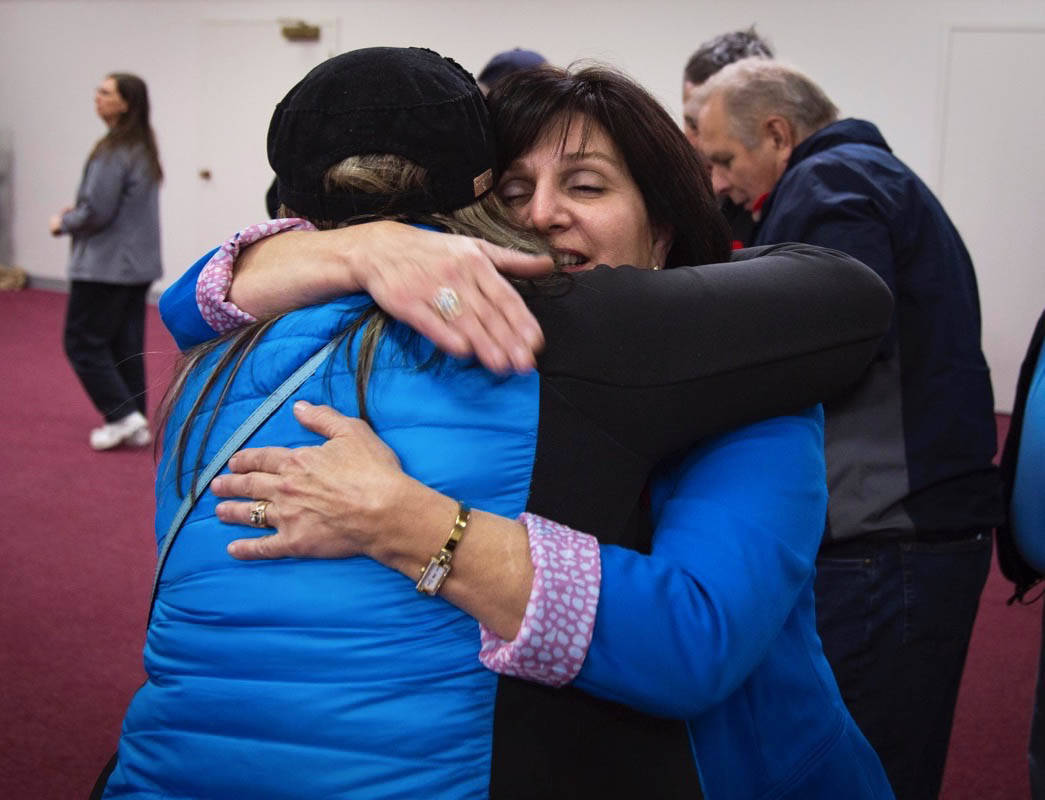 The UCP’s newest member in Red Deer North Adriana LaGrange celebrates after learning of her nomination on Saturday night. Robin Grant/Red Deer Express