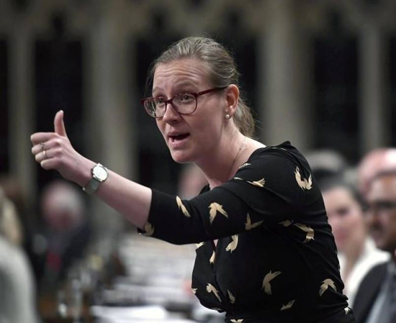 Minister of Democratic Institutions Karina Gould rises during Question Period in the House of Commons on Parliament Hill in Ottawa on Friday, May 25, 2018. THE CANADIAN PRESS/Justin Tang