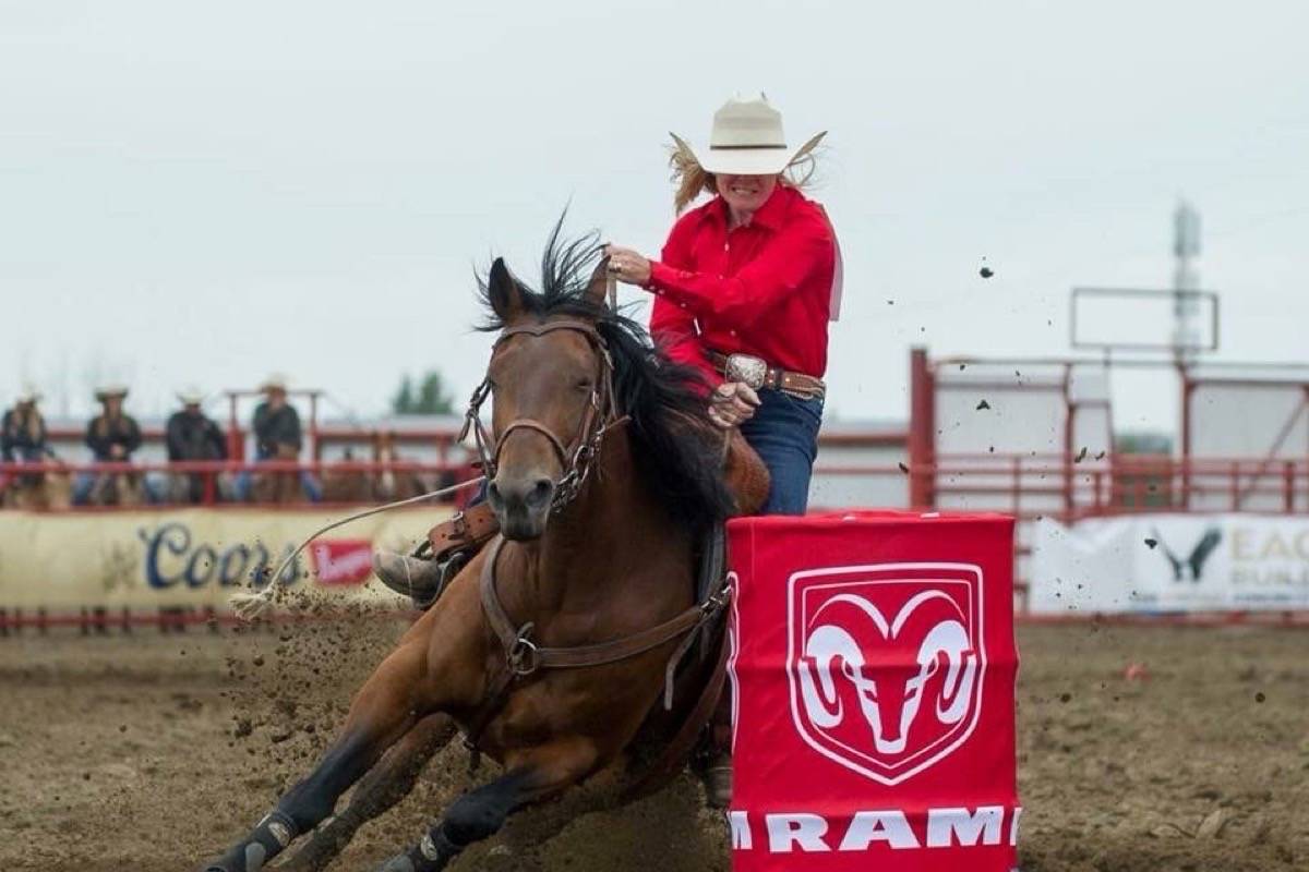 Ponoka-based barrel racer Shayna Weir and her ‘fire breathing dragon’ barrel racing horse Moons Dyna are competing in the barrel racing competition at the Canadian Finals Rodeo this week at the Enmax Centrium. Photo submitted.