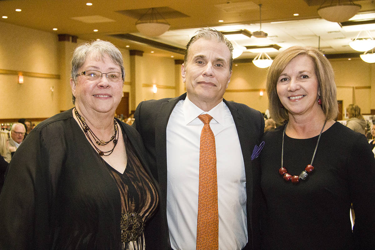 TSN’s Michael Landsberg posed with the Schizophrenia Society of Alberta’s Program Director Wendy Bonertz and Executive Director Rubyann Rice during the Society’s fundraising campaign kickoff. Todd Colin Vaughan/Lacombe Express