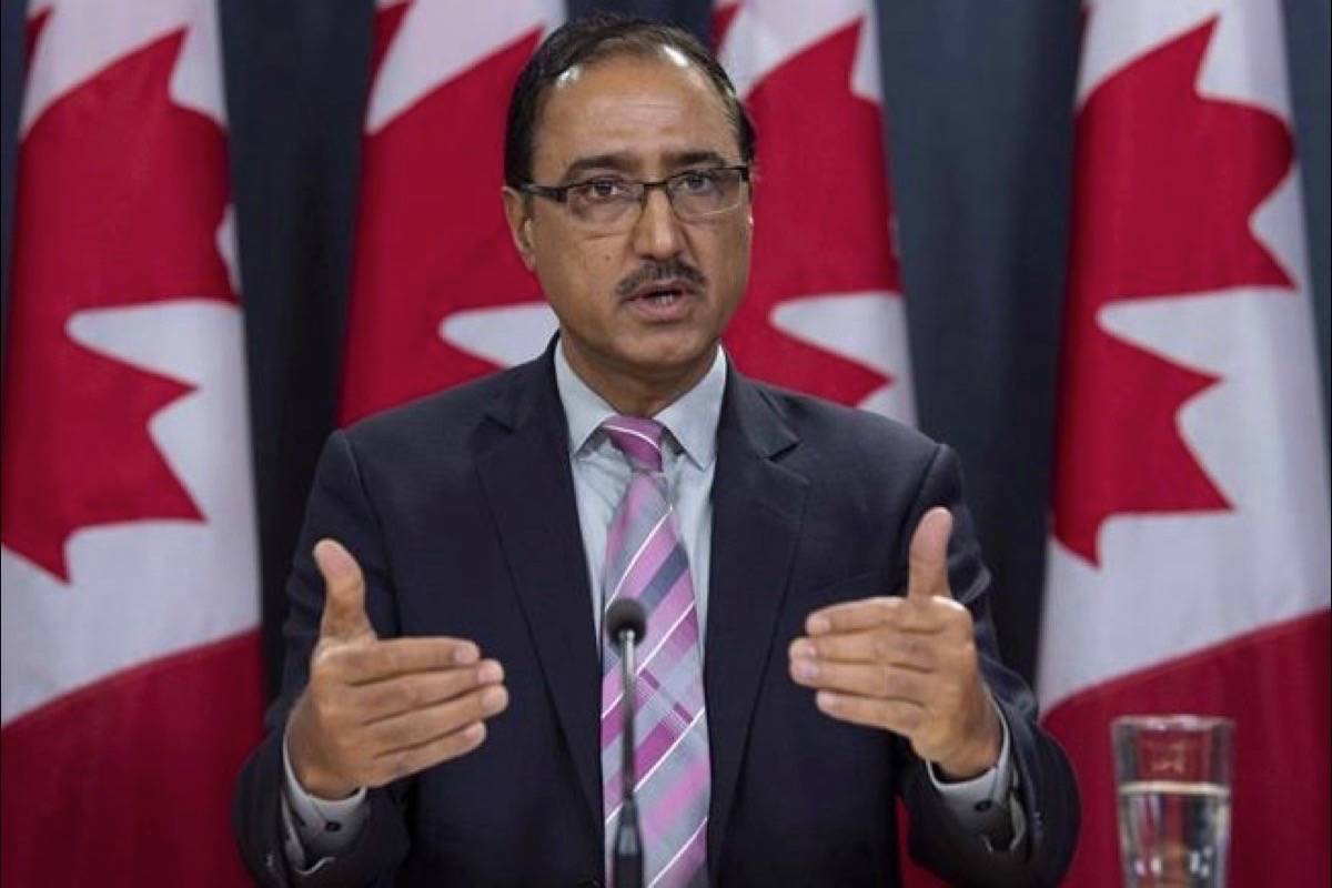Natural Resources Minister Amarjeet Sohi speaks about the government’s plan for the Trans Mountain Expansion Project during a news conference in Ottawa, Wednesday October 3, 2018. (THE CANADIAN PRESS/Adrian Wyld)