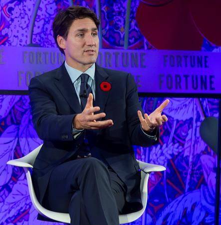 Prime Minister Justin Trudeau speaks during the Fortune Most Powerful Women International Summit in Montreal on Monday, Nov. 5, 2018. PETER MCCABE / THE CANADIAN PRESS