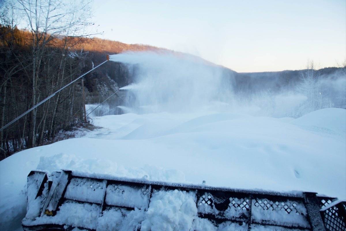 Employees at the Canyon Ski Resort were working hard on Wednesday to open the ski hills to the public for Nov. 8th at 5 p.m. The resort is the first in Western Canada to open this season. Robin Grant/Red Deer Express