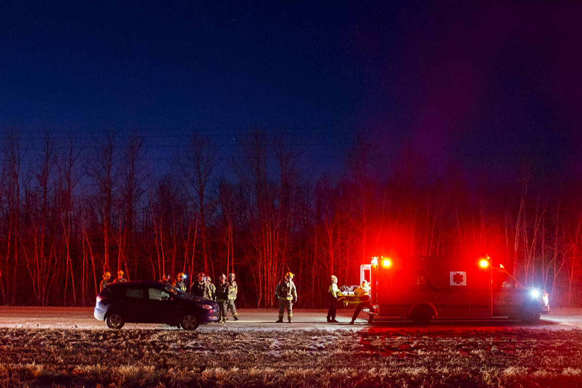 Mule deer runs into car: A woman was taken to the Ponoka Hospital and Care Centre for a check up after a deer hit the driver’s side of her car Thursday night. The incident occurred north of Ponoka on Highway 2A at about 5:45 p.m. The driver’s side airbag deployed and the woman was taken to the hospital, although it is believed the injuries were minor. EMS, Ponoka RCMP and the Ponoka County East District Fire Department responded to the call. The dead deer was found in the ditch a short distance from the scene.                                Photo by Jeffrey Heyden-Kaye