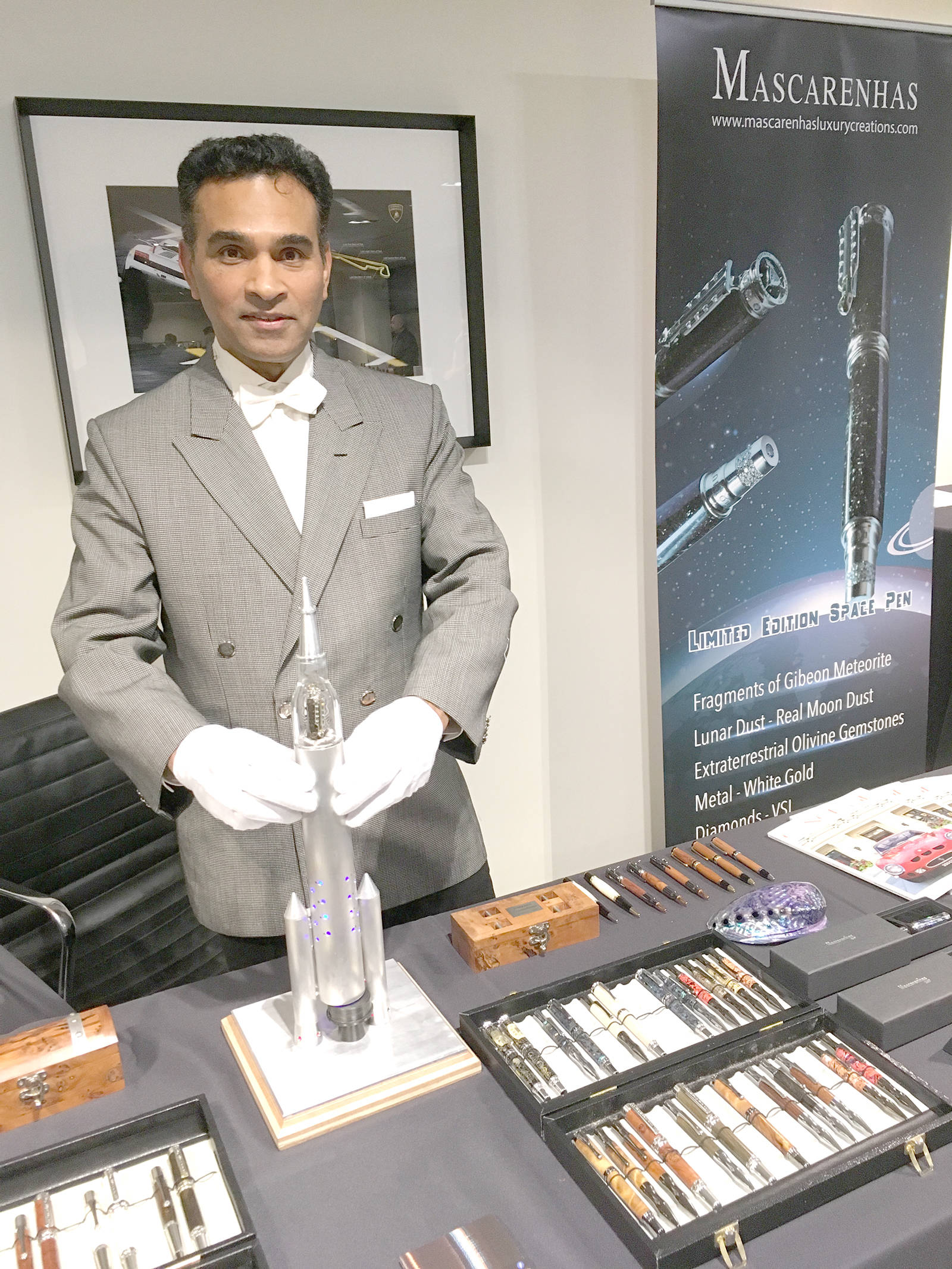 Mervin Mascarenhas debuted his Space pen at the Global Spirits Festival, Nov. 1. - Contributed