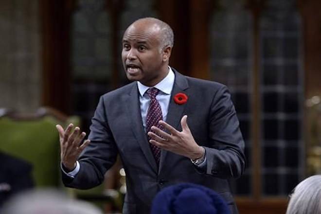 Minister of Immigration, Refugees and Citizenship Ahmed Hussen rises during Question Period in the House of Commons on Parliament Hill in Ottawa on November 5, 2018. THE CANADIAN PRESS/Justin Tang