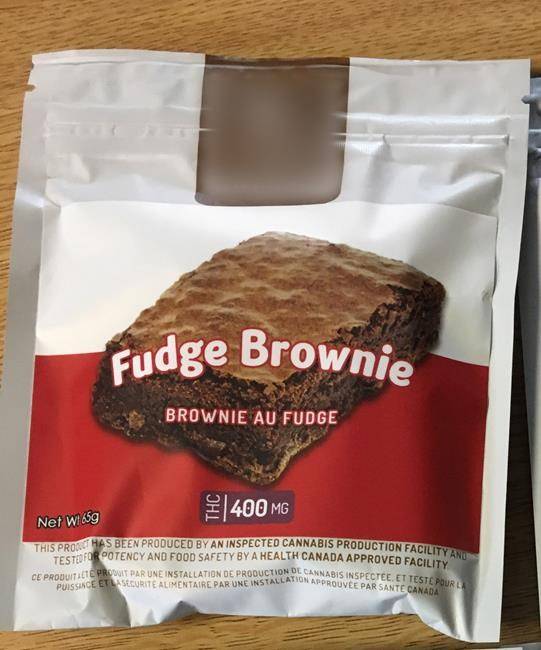 An edible cannabis product seized by police in Delta, B.C. is seen in this undated handout photo. Delta police Const. Derek Gallamore was shocked when his department busted a woman allegedly selling weed-laced brownies with 40 times the recommended dose of THC. THE CANADIAN PRESS/HO, Delta Police Department