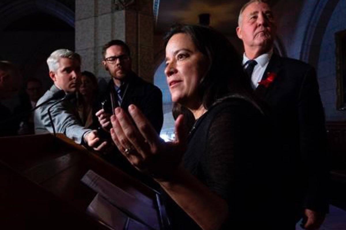 Minister of Border Security and Organized Crime Reduction Bill Blair looks on as Minister of Justice and Attorney General of Canada Jody Wilson-Raybould respond to a question about drinking and driving laws during a news conference in Ottawa, Tuesday December 4, 2018. (Adrian Wyld/The Canadian Press)