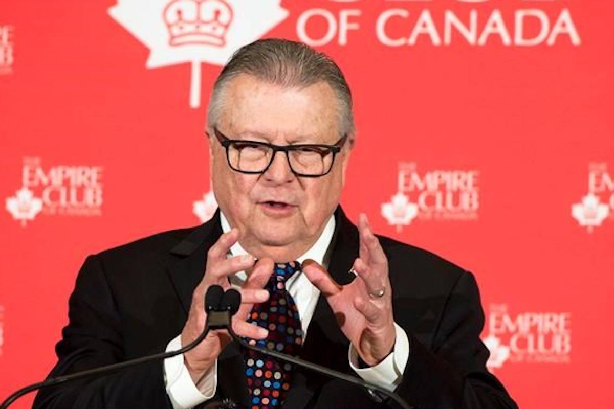 Ralph Goodale, Minister of Public Safety and Emergency Preparedness speaks to the Empire Club of Canada in Toronto on Friday, December 14, 2018. THE CANADIAN PRESS/Frank Gunn