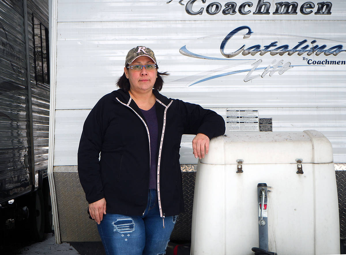 Rhoda DeLuca spent two months living in this travel trailer while undergoing radiation therapy in Kelowna. Kimberley Vlasic/The Free Press