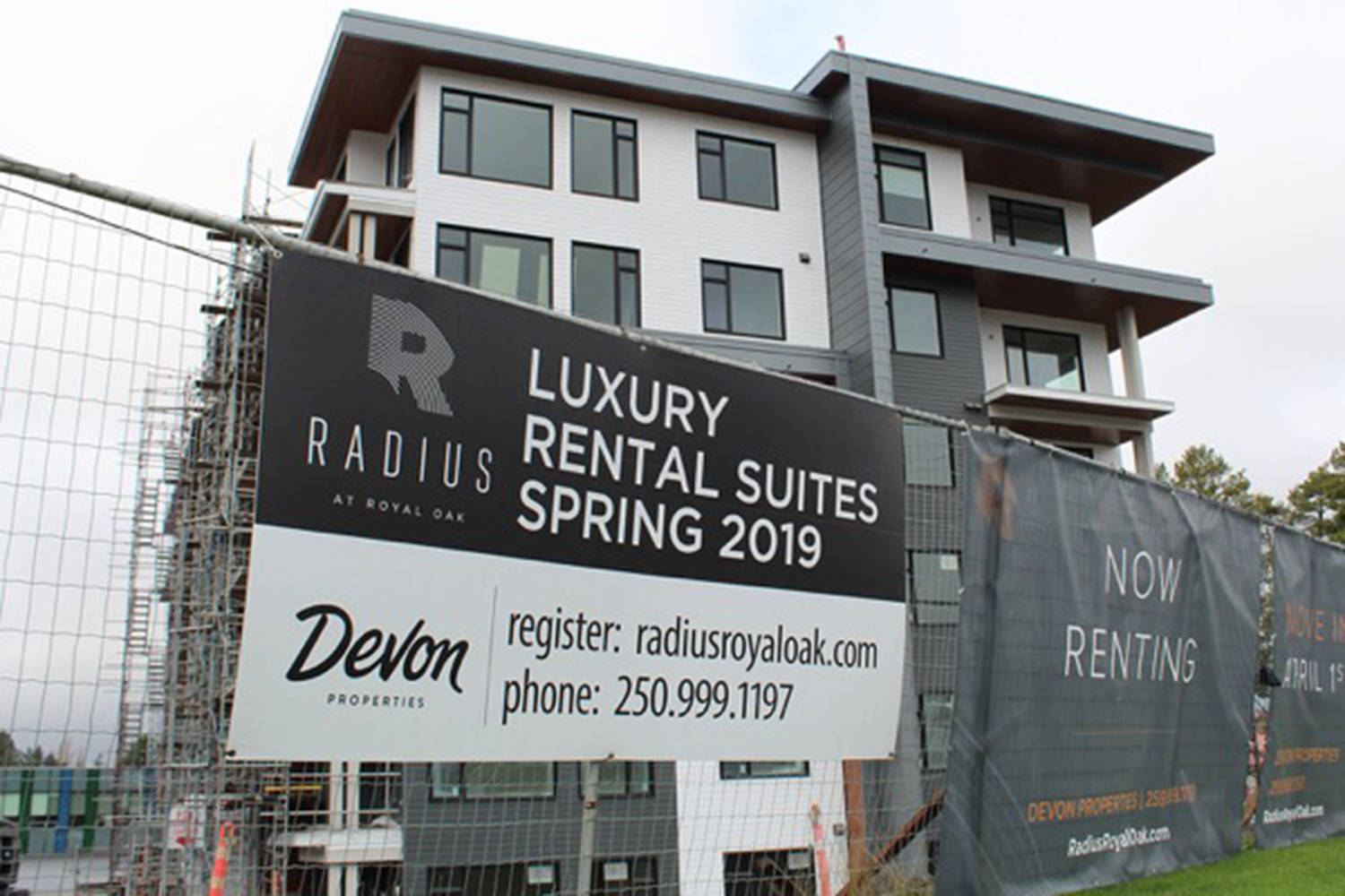 The six-storey wood frame Radius apartment complex under construction in Royal Oak promises to further increase the supply of affordable housing. Compared to the rest of Canada, households in British Columbia spent the most on shelter. Travis Paterson/News Staff