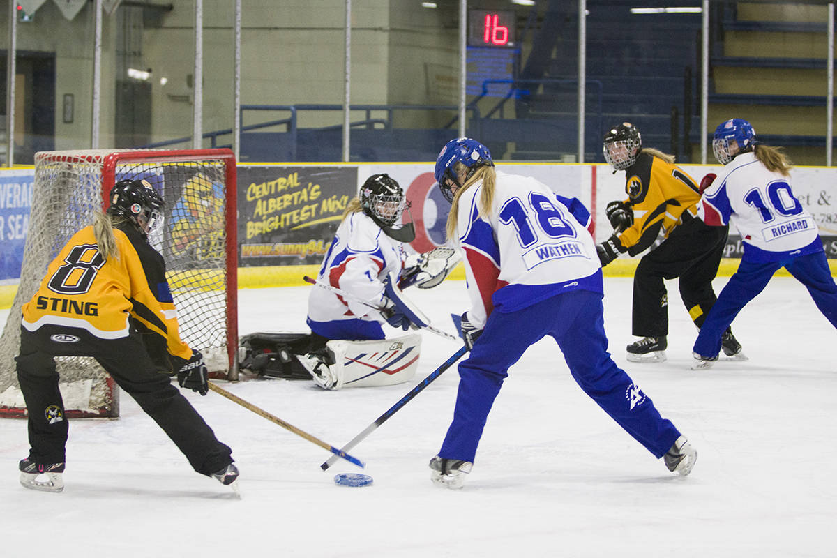 The U19 Central Alberta Sting ringette team went 3-2 in Lacombe at their home tournament over the weekend. Todd Colin Vaughan/Lacombe Express