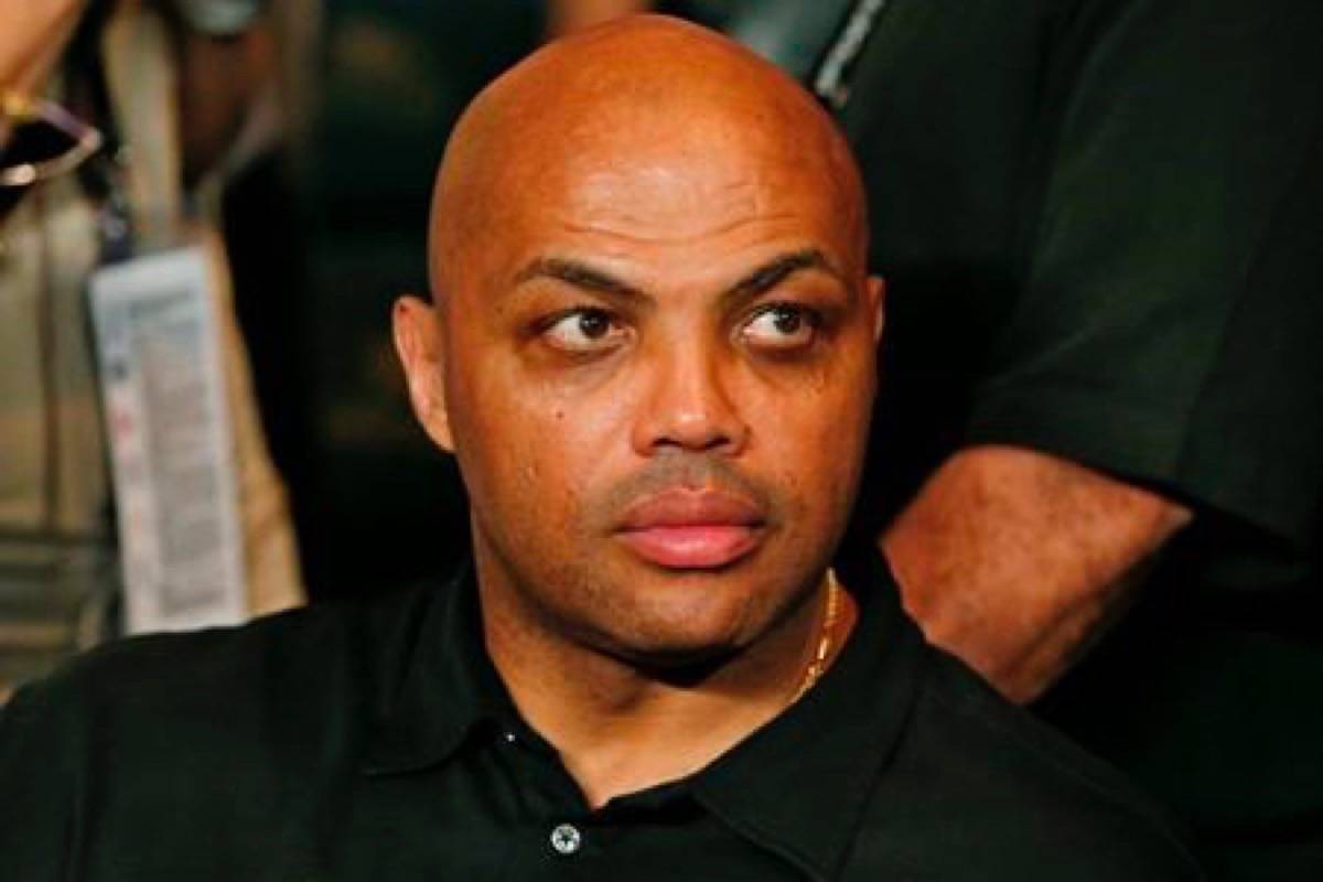 In this May 2, 2015, file photo, Charles Barkley joins the crowd before the start of the world welterweight championship bout between Floyd Mayweather Jr. and Manny Pacquiao in Las Vegas. (AP Photo/John Locher, File)