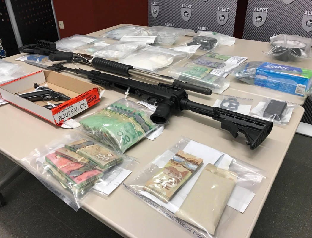 Seven people have been arrested and drugs, firearms, cash and vehicles were seized following a search of local homes that yielded $66,000 worth of cocaine, along with evidence of drug trafficking, including scales, score sheets and packaging materials.                                Mark Weber/Red Deer Express