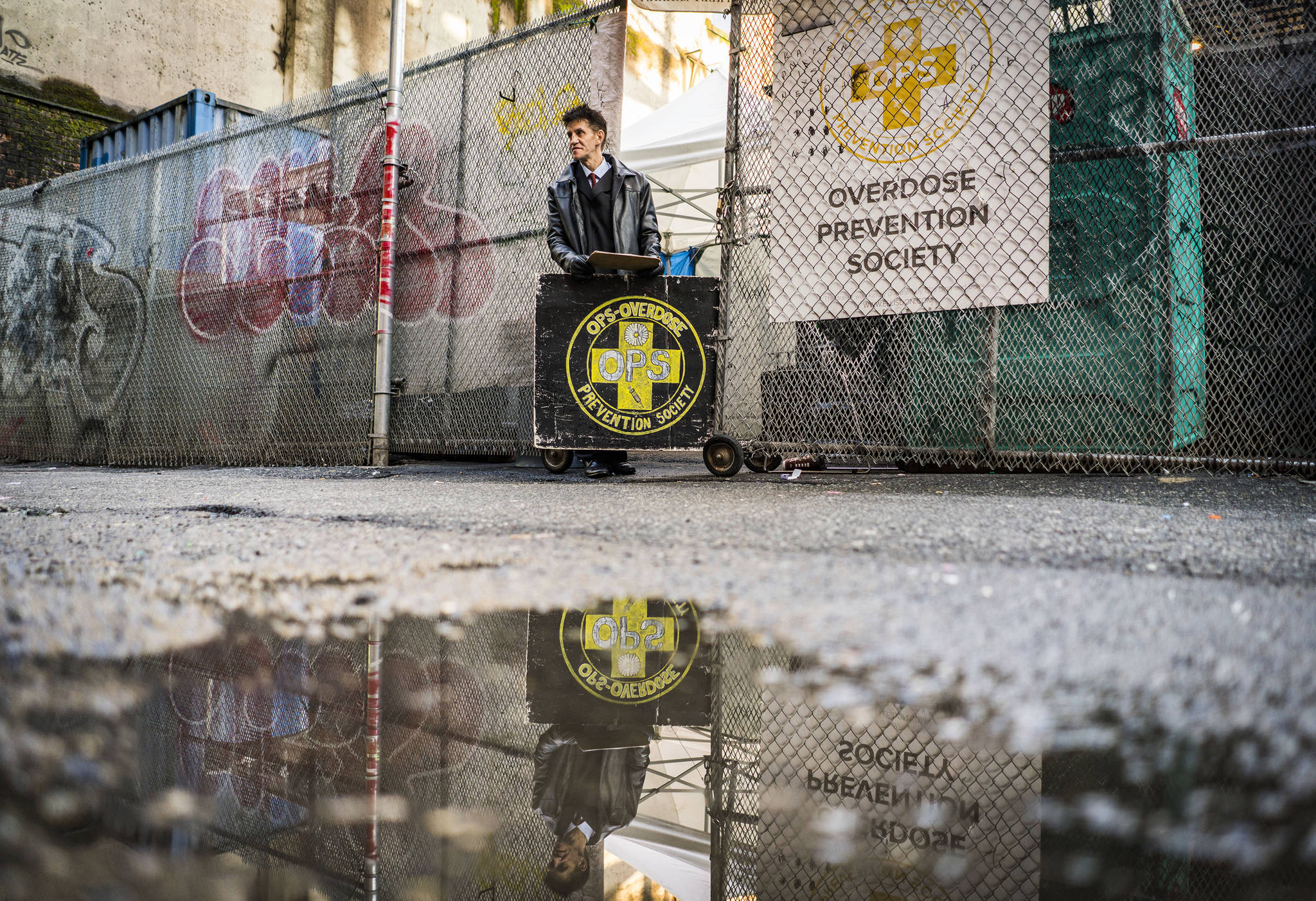 The Overdose Prevention Society runs one of Vancouver’s safe-injection sites, an operation that started as a pop-up and now includes a permanent facility. Frederick Williams checks off users as they enter. Washington Post photo by John Lehmann