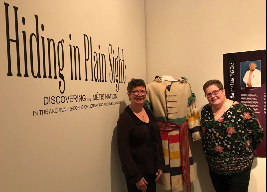 Red Deer Museum + Art Gallery General Manager Lorna Johnson and Kim Verrier, exhibits coordinator, stand at the entrance to a new exhibit at the Red Deer Museum + Art Gallery that explores the history and culture of the Métis.                                Mark Weber/Red Deer Express