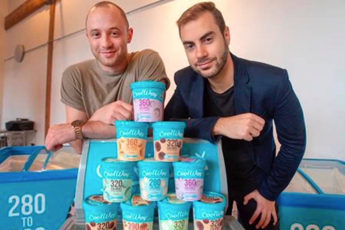 Co-founders of Coolway, a low-sugar and low-calorie ice cream, Noah Bernett, left and Benjamin Outmezguine are seen at their head office, Thursday, November 1, 2018 in Montreal. (Ryan Remiorz/The Canadian Press)