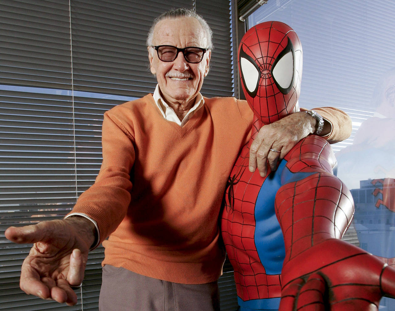 Stan Lee, creator of comic book characters including Spiderman, Iron Man, The Incredible Hulk and the Fantastic Four, photographed in his office at his company, POW! in Beverly Hills, Calif., in December 2008. (Bloomberg photo by Jonathan Alcorn)