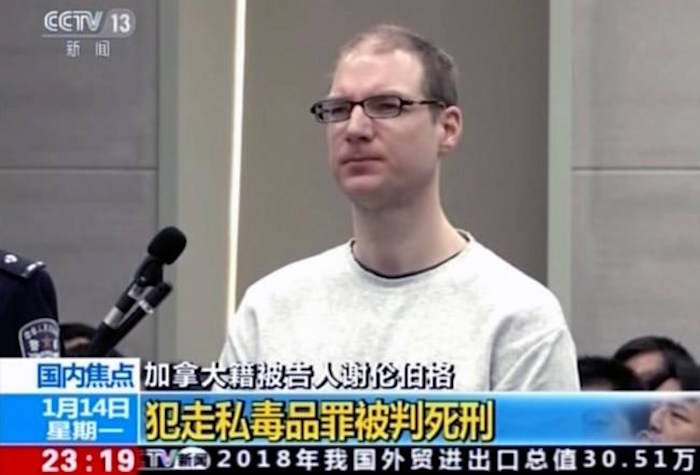 In this image taken from a video footage run by China’s CCTV, Canadian Robert Lloyd Schellenberg attends his retrial at the Dalian Intermediate People’s Court in Dalian, northeastern China’s Liaoning province on Monday, Jan. 14, 2019. (CCTV via AP)