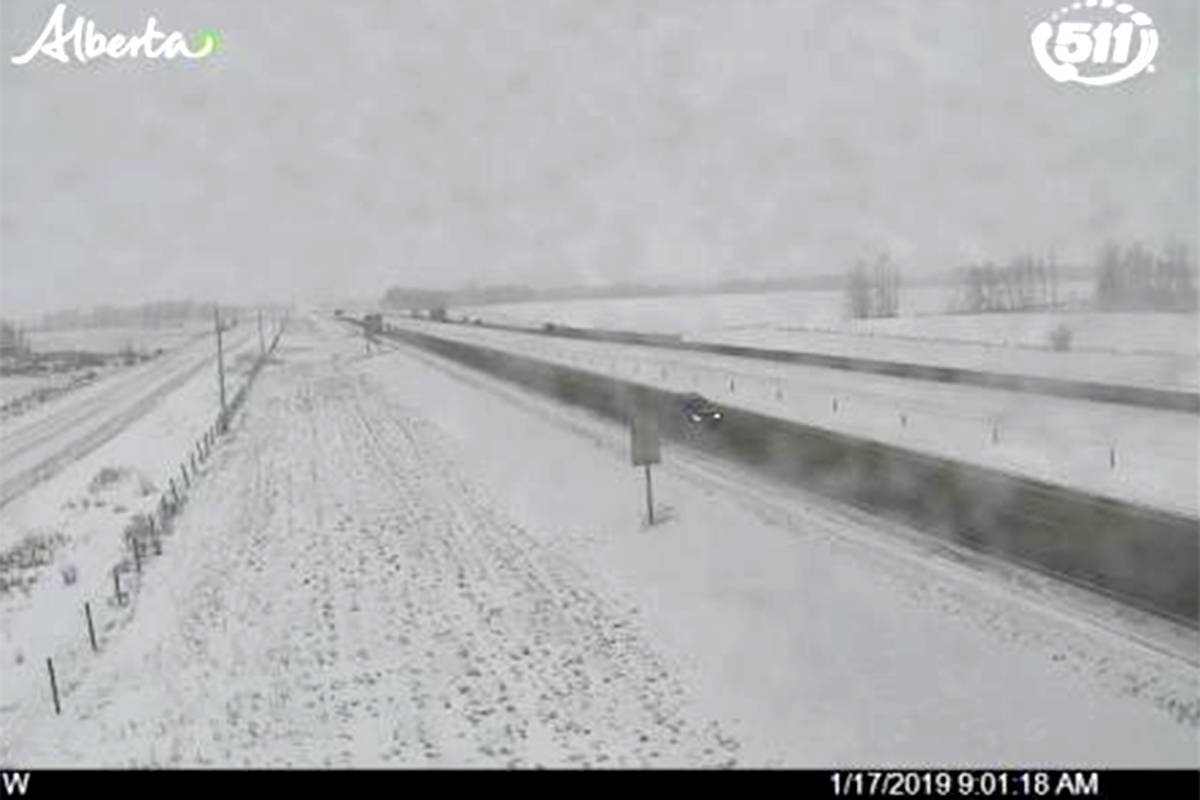 A 511 Alberta camera captured this image near the Wetaskiwin exit on the QE2. This image shows the highway looking south.                                511 Alberta camera