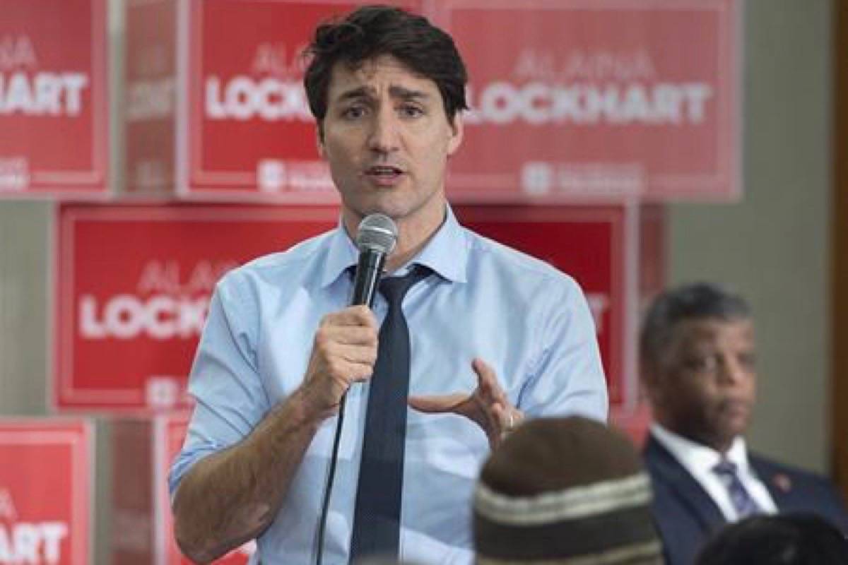 Prime Minister Justin Trudeau addresses the crowd as he attends Fundy Royal MP Alaina Lockhart‚Äôs nomination event in Quispamsis, N.B., on Wednesday, Jan. 23, 2019. (Andrew Vaughan/The Canadian Press)