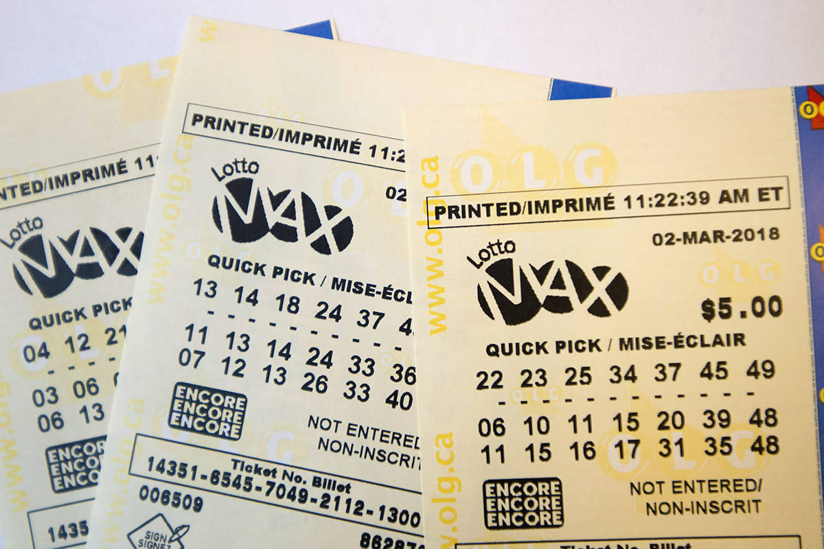 A lotto Max ticket is shown in Toronto on Monday Feb. 26, 2018. (The Canadian Press)