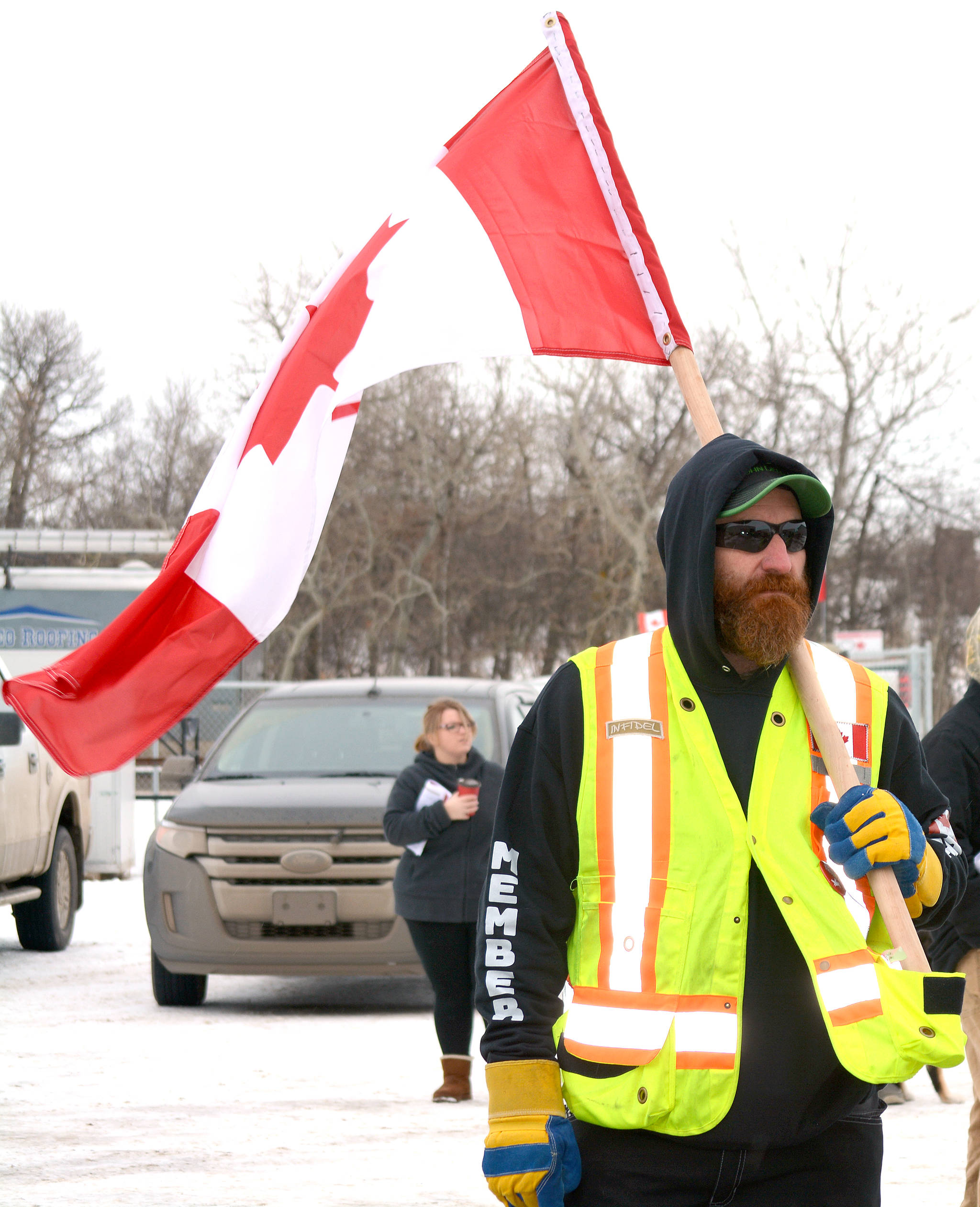 People came from Hanna and Drumheller to participate in Stettler’s Heartland Rally Jan. 26. (Lisa Joy/Stettler Independent)