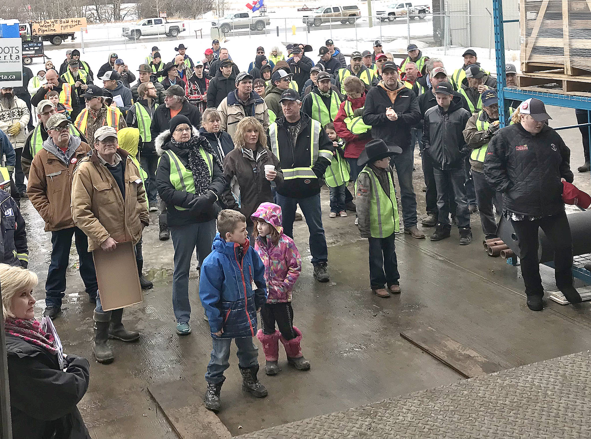 About 250 people attended the Heartland Rally in Stettler to show support for the oil and gas industry Jan. 26. (Lisa Joy/Stettler Independent)