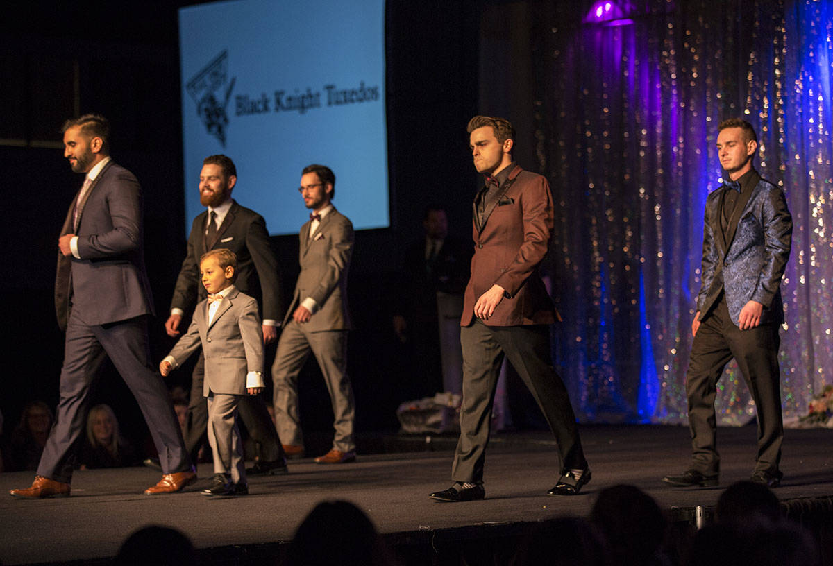Models wore tuxedos from Black Knight Tuxedos, a men’s clothing store in Red Deer. Robin Grant/Red Deer Express