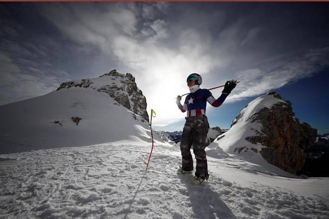 FILE - In this Thursday, Jan.18, 2018 file photo, United States’ Lindsey Vonn prepares for an alpine ski, women’s World Cup downhill training, in Cortina D’Ampezzo, Italy. (AP Photo/Gabriele Facciotti, File)