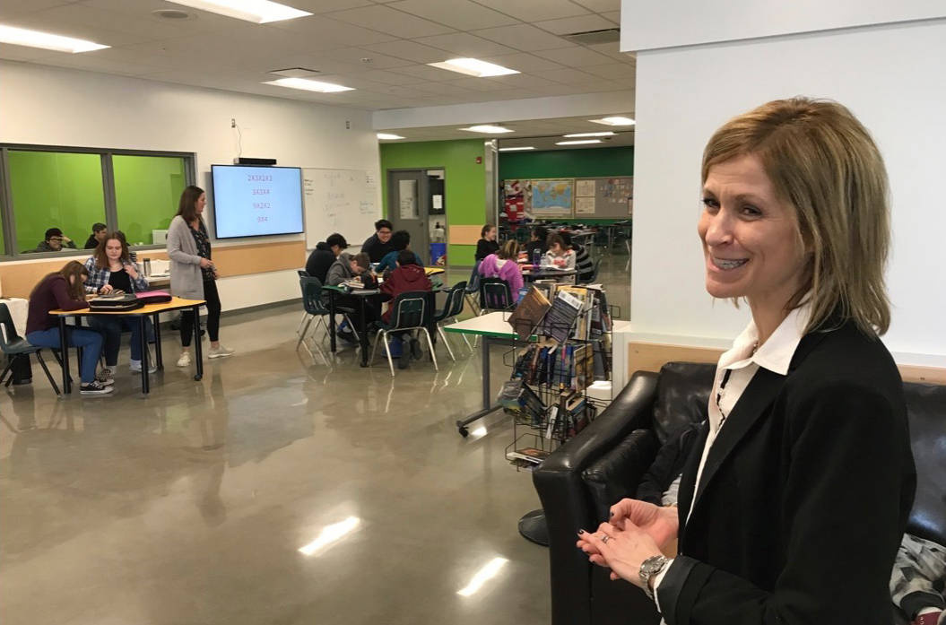 Principal of St. Patrick’s Community School, Terri Lynn Mundorf is thrilled with the new learning space at the school. Mark Weber/Red Deer Express