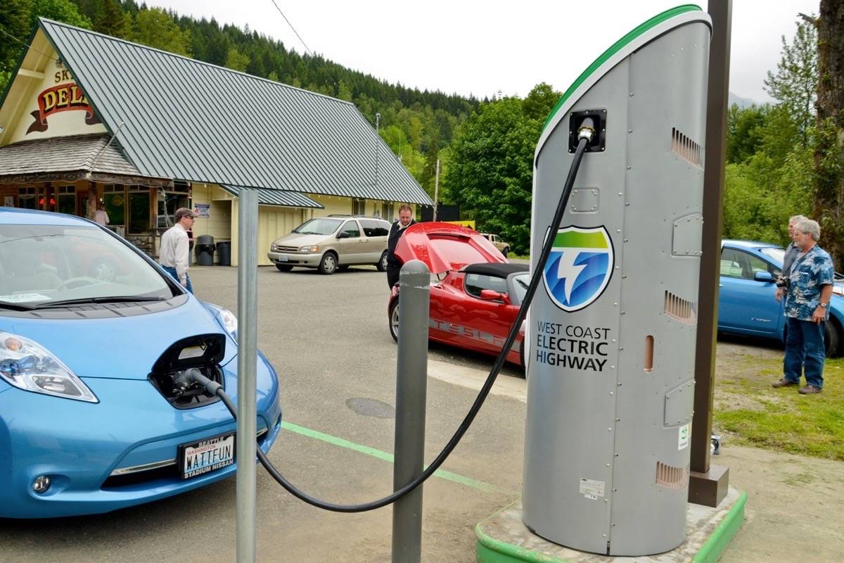 An electric car charges in B.C. (Black Press Media files)