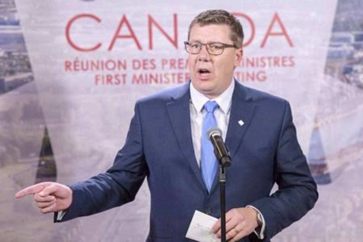 Saskatchewan Premier Scott Moe speaks to the media at the First Ministers conference in Montreal on December 7, 2018. Legal experts, government officials, industry leaders — and maybe even the public — will watch this week as Saskatchewan and Ottawa head to court over the constitutionality of a federally-imposed carbon tax. The federal government is set to impose a carbon tax on provinces that do not have one of their own starting in 2019. (Ryan Remiorz/The Canadian Press)
