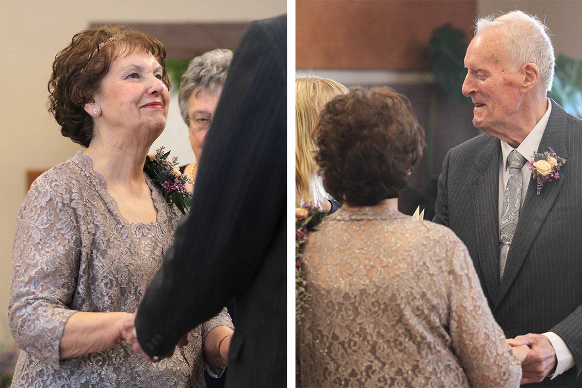 Jean and Ron Melrose have a story of love that spans their lives. Both 82, they culminated that story after 65 years of being apart with a wedding Feb. 9 in Ponoka. Photo by Jeffrey Heyden-Kaye