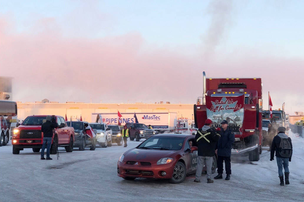 More than 150 vehicles of various sizes took off from Red Deer Thursday morning en route to Ottawa. Robin Grant/Red Deer Express