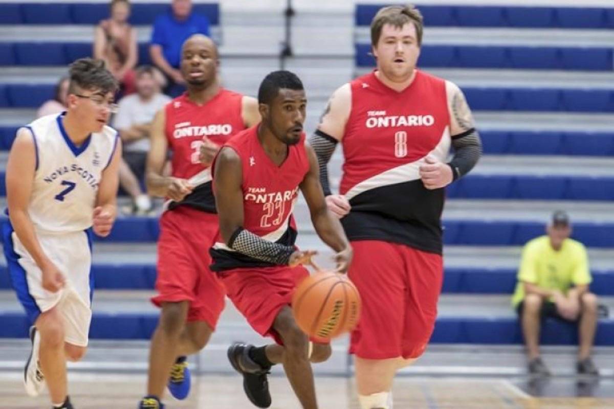 Micheal Wright runs with the ball in this undated handout photo. Micheal Wright plans to bring some NBA-style finesse to the Special Olympics World Summer Games this spring. Wright is the only Canadian out of 12 Special Olympics athletes competing in a Unified Sports game with players from the NBA and WNBA on Friday as part of the league’s all-star weekend in Charlotte, N.C. (THE CANADIAN PRESS/HO, Ross MacHattie, Special Olympics Canada)
