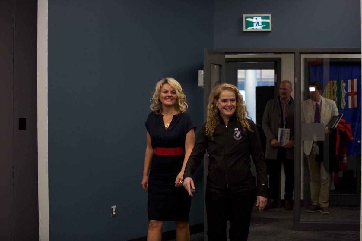 Canada’s Governor General Julie Payette met with Mayor Tara Veer after the Games kick off Friday. Robin Grant/Red Deer Express