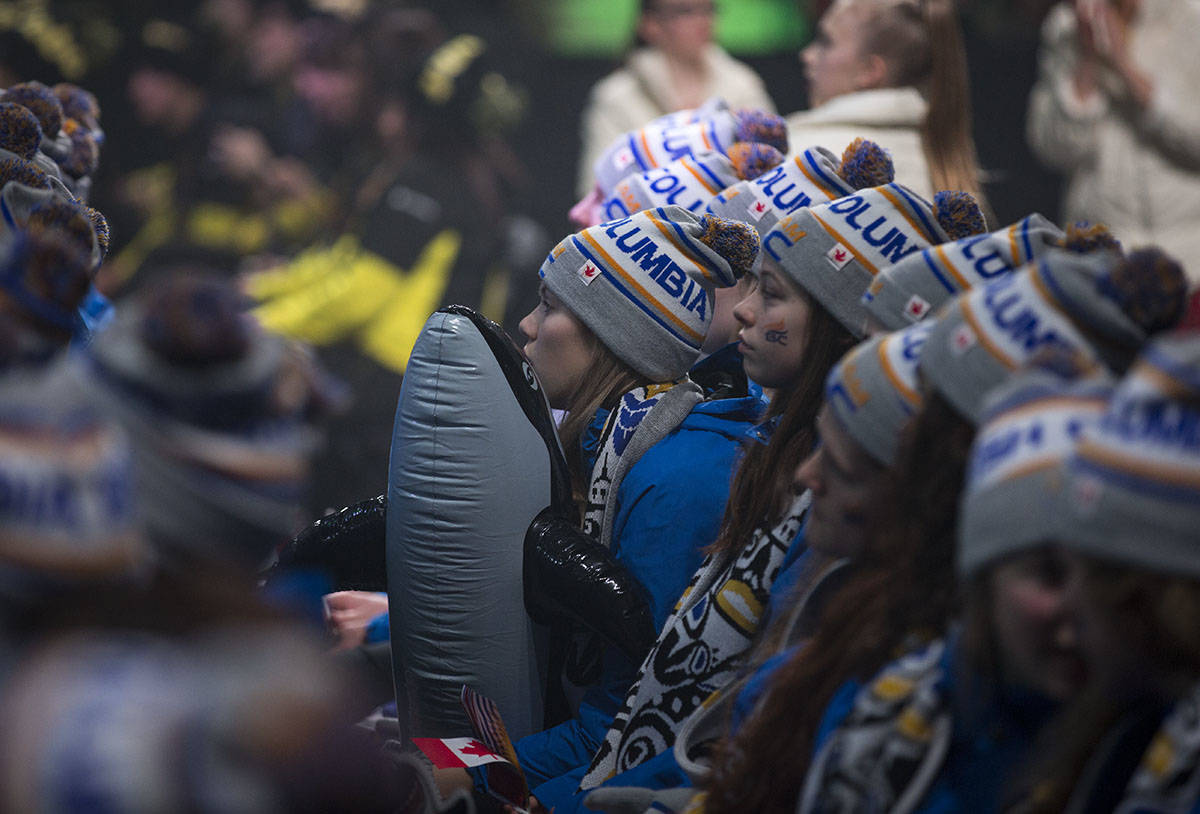 Team B.C. athletes watch the Opening Ceremony after the Parade of Athletes. Robin Grant/Red Deer Express
