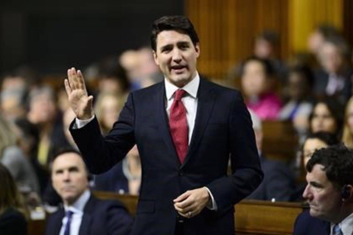 Prime Minister Justin Trudeau stands during question period in the House of Commons in West Block on Parliament Hill in Ottawa on February 5, 2019. The opposition parties are charging back into the House of Commons today, loaded with questions for Prime Minister Justin Trudeau about what his office did to try to help the embattled Montreal engineering company SNC-Lavalin in its corruption case. Before MPs left for a week in their ridings, Jody Wilson-Raybould was veterans affairs minister and Gerald Butts was Trudeau’s principal secretary, his closest adviser. (Sean Kilpatrick/The Canadian Press)