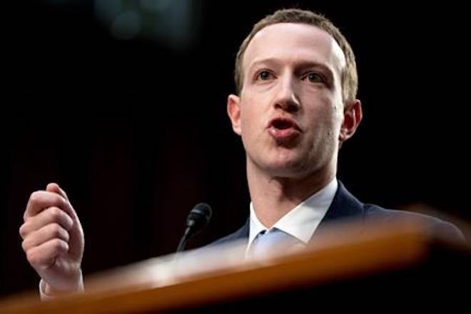 Facebook CEO Mark Zuckerberg testifies before a joint hearing of the Commerce and Judiciary Committees on Capitol Hill in Washington, Tuesday, April 10, 2018. THE CANADIAN PRESS/AP, Andrew Harnik
