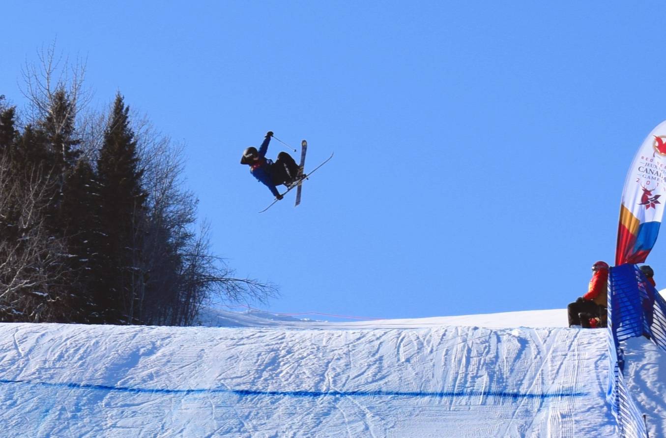 Sylvan Lake’s Megan Cressey takes a jump during the female Freestyle Skiing Big Air contest on Feb. 21 at Canyon Ski Resort. Cressey placed fifth in the Canada Games’ Big Air contest. Photo by Kaylyn Whibbs/Sylvan Lake News