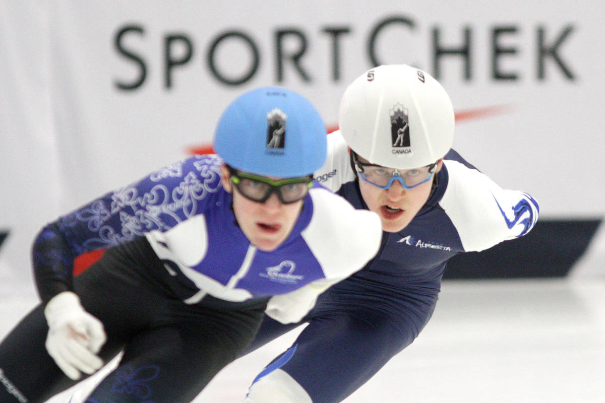 The 2019 Canada Winter Games speed skating team relay finals Feb. 22 were an action-packed event with the Alberta boys taking silver in a close finale against Quebec. Alberta was close behind Quebec but it wasn’t enough to make the win. However, the Alberta boys won silver.                                Photos by Jeffrey Heyden-Kaye